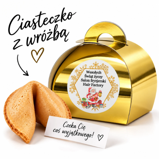 Ciasteczko z wróżbą w złotym pudełeczku boze narodzenie