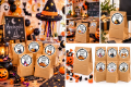 Kolaż torebek z etykietami na Halloween i Andrzejki na przyjęcie oraz upominki firmowe