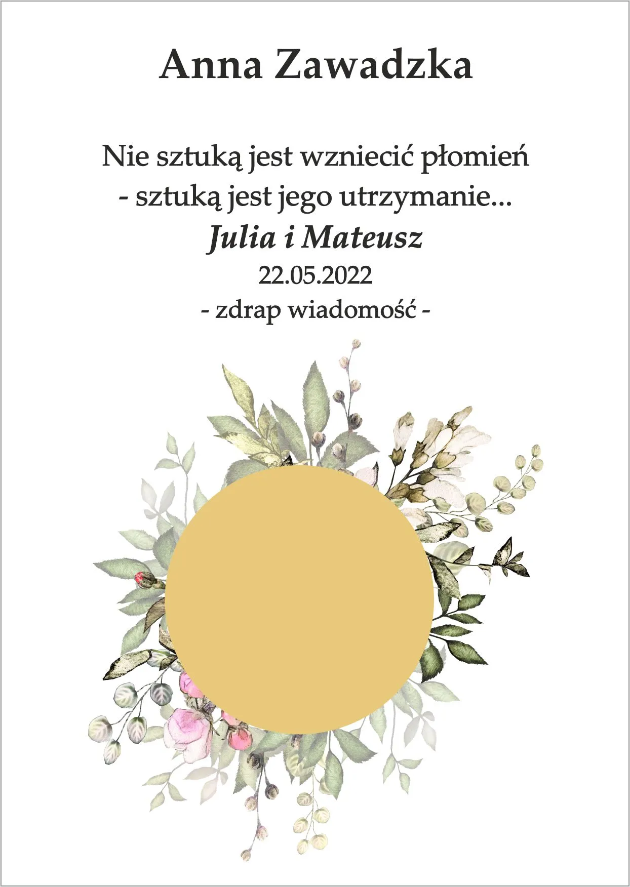 Winietka zdrapka - delikatny bukiecik z kwiatów