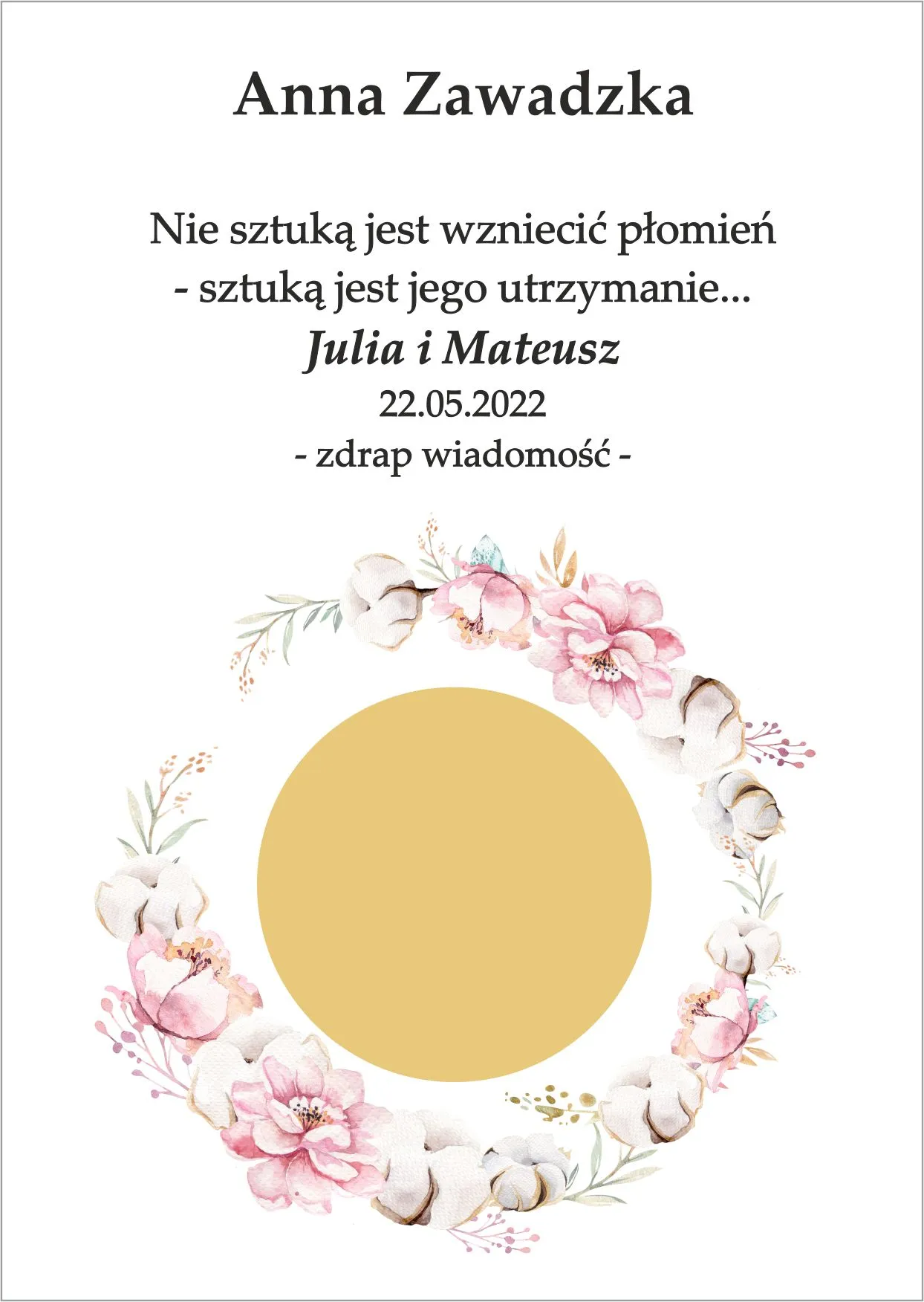 Winietka zdrapka - delikatny i minimalistyczny wianek z beżowo różowych kwiatów