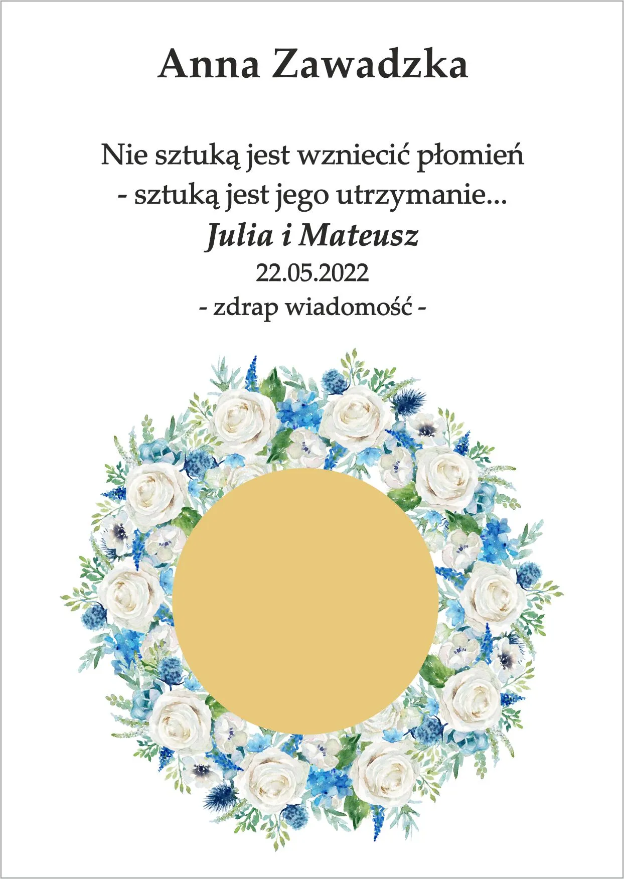 Winietka zdrapka - masywny wianuszek z niebiesko białych kwiatów
