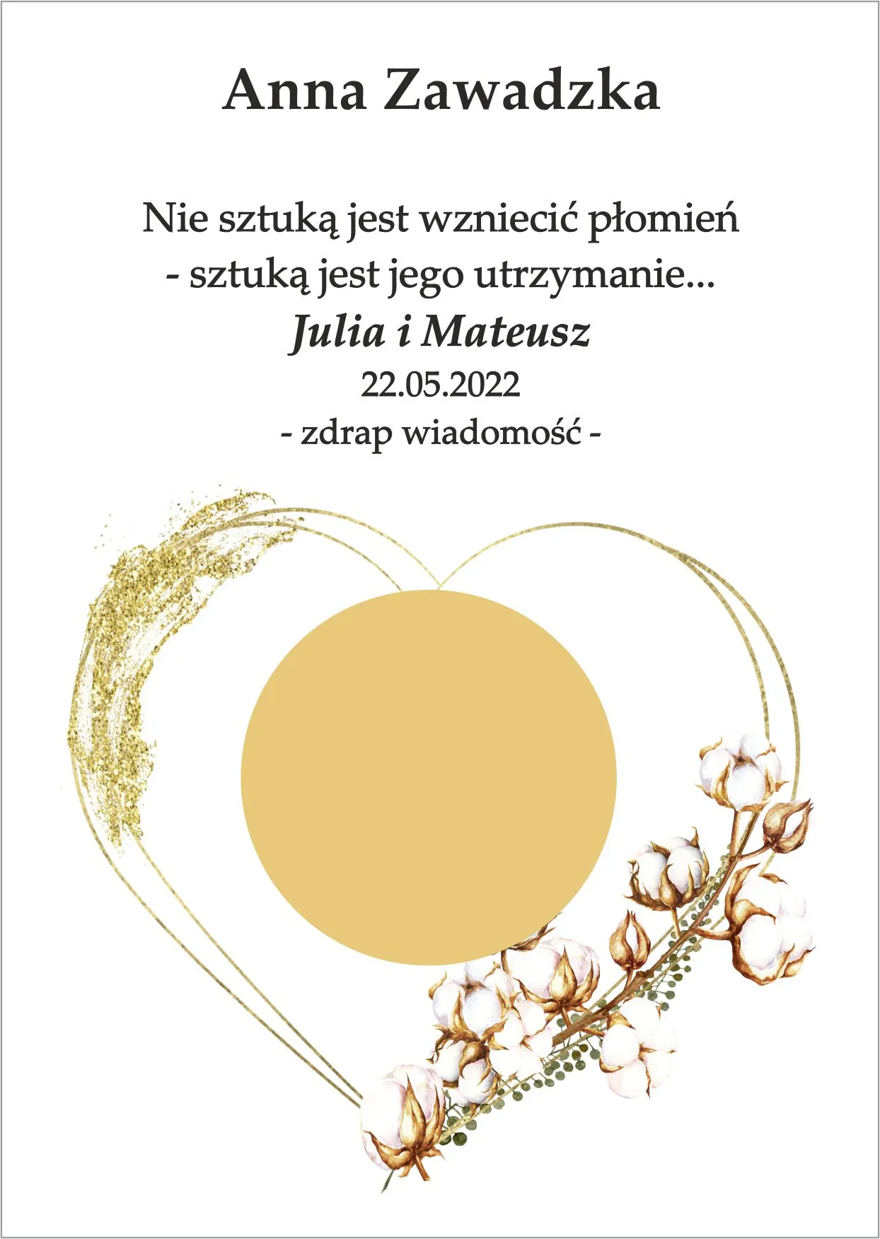 Winietka zdrapka - serce w ozdobie kwiatów
