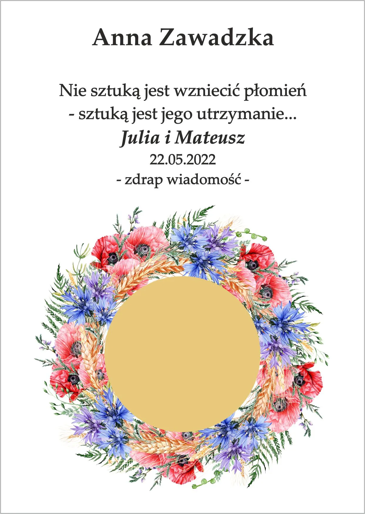 Winietka zdrapka - wianek kwiatowy w kolorze różowo fioletowego