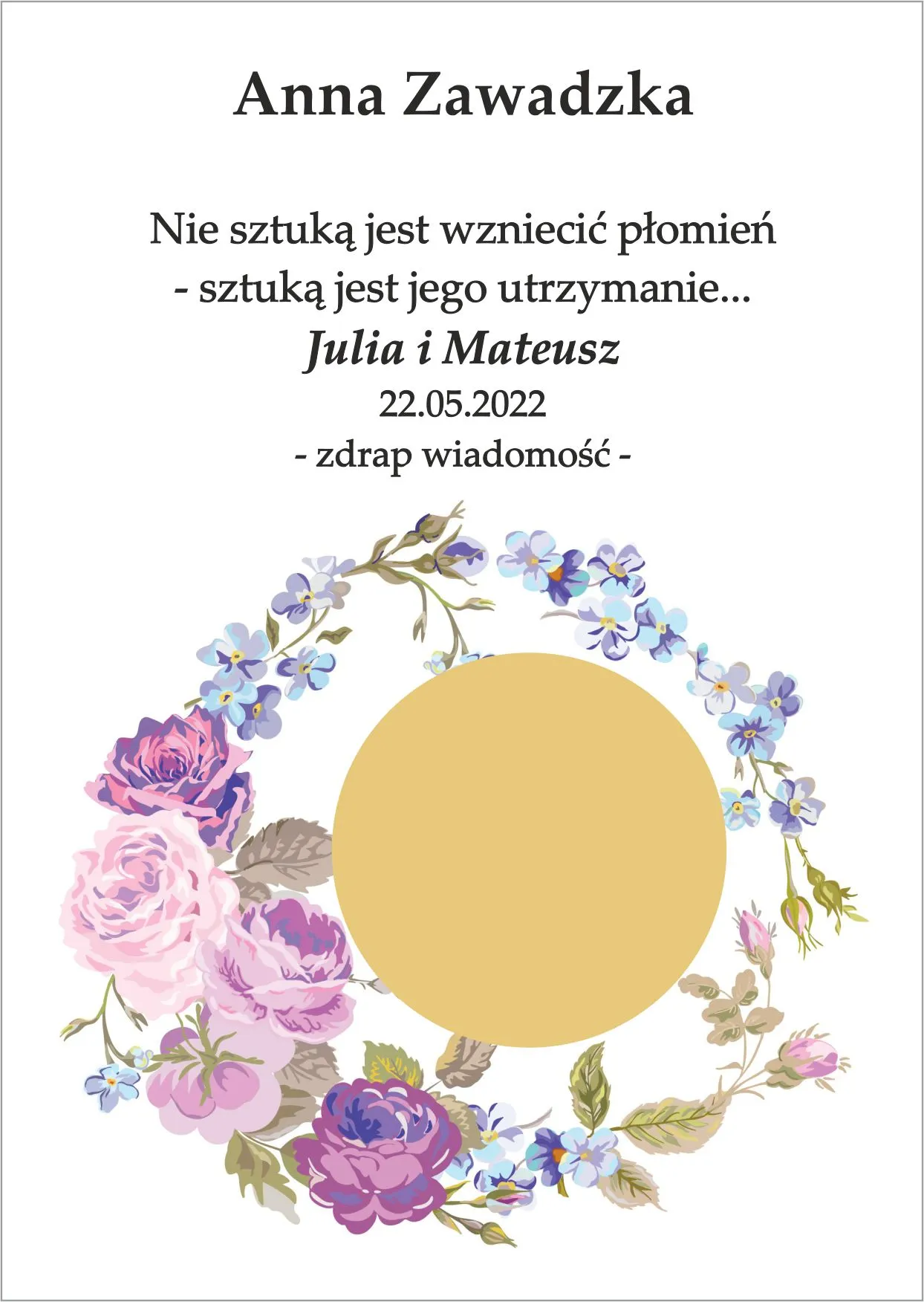Winietka zdrapka - model wianka z kolorze różowo amarantowym