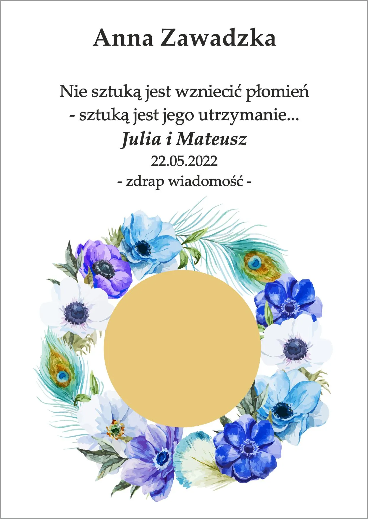 Winietka zdrapka - model wianka w odcieniach niebieskiego
