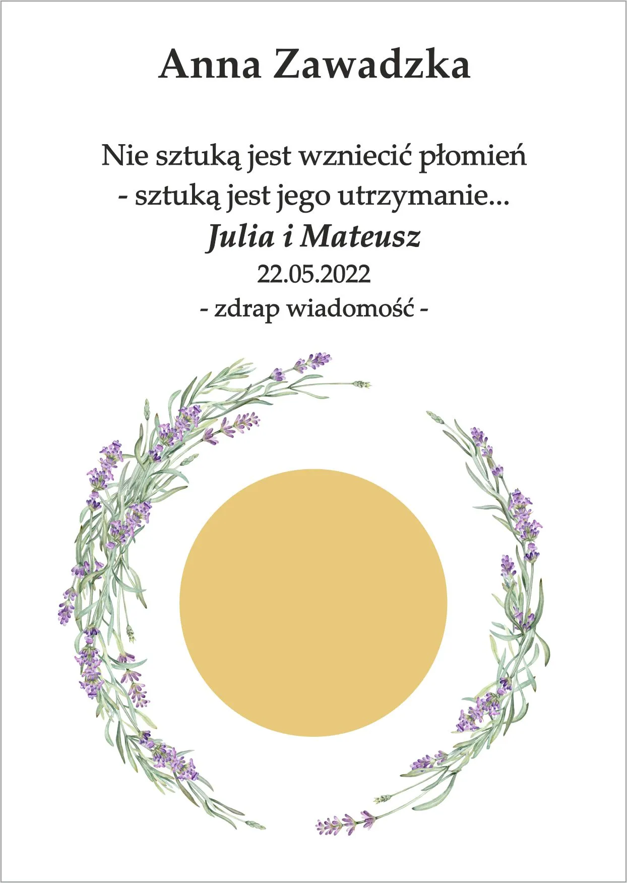 Winietka zdrapka - model z delikatnymi kwiatkami