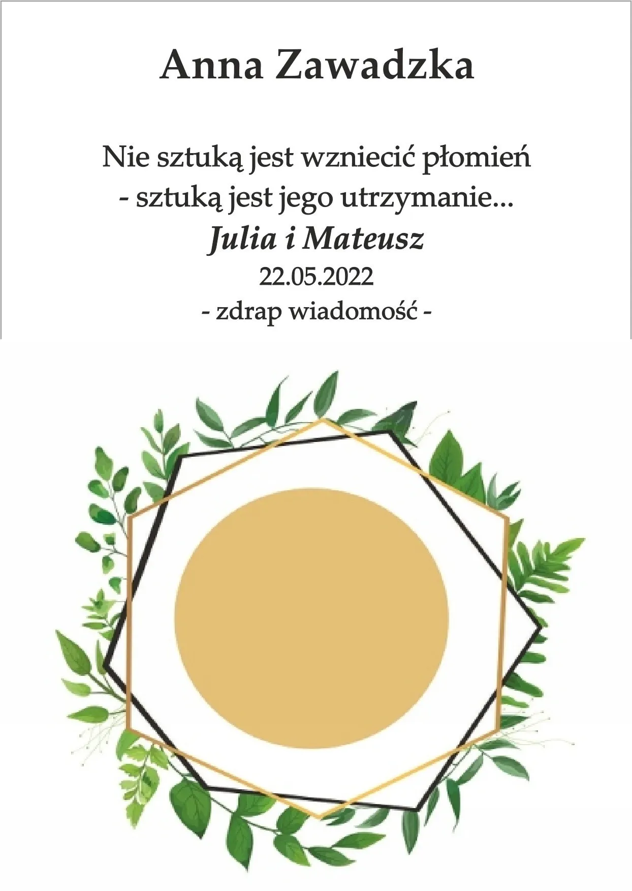 Winietka zdrapka - model geometrycznego wianka z kwiatami
