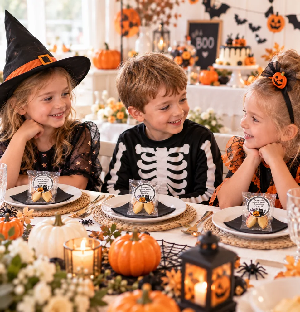 Halloweenowe ciasteczka z wróżbą upominki dla gości